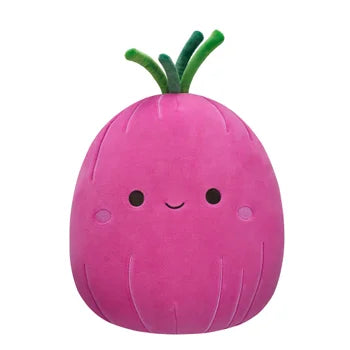 Squishmallow Azizbek 12-inch (30 cm) magenta and green Red Onion plush.