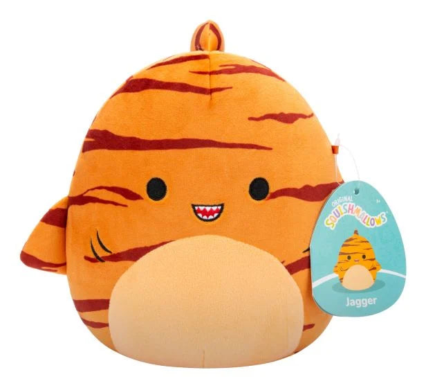 Squishmallow Jagger 7.5-inch (19 cm) orange and maroon Tiger Shark plush