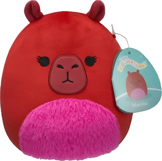 Squishmallow Marcia 7.5-inch (19 cm) maroon and magenta Capybara plush.