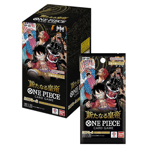 The New Emperor One Piece card game booster featuring Luffy and Blackbeard