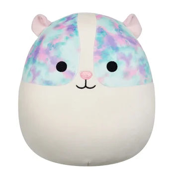 Squishmallow Rhys 12-inch (30 cm) white and tie-dye Guinea Pig plush.