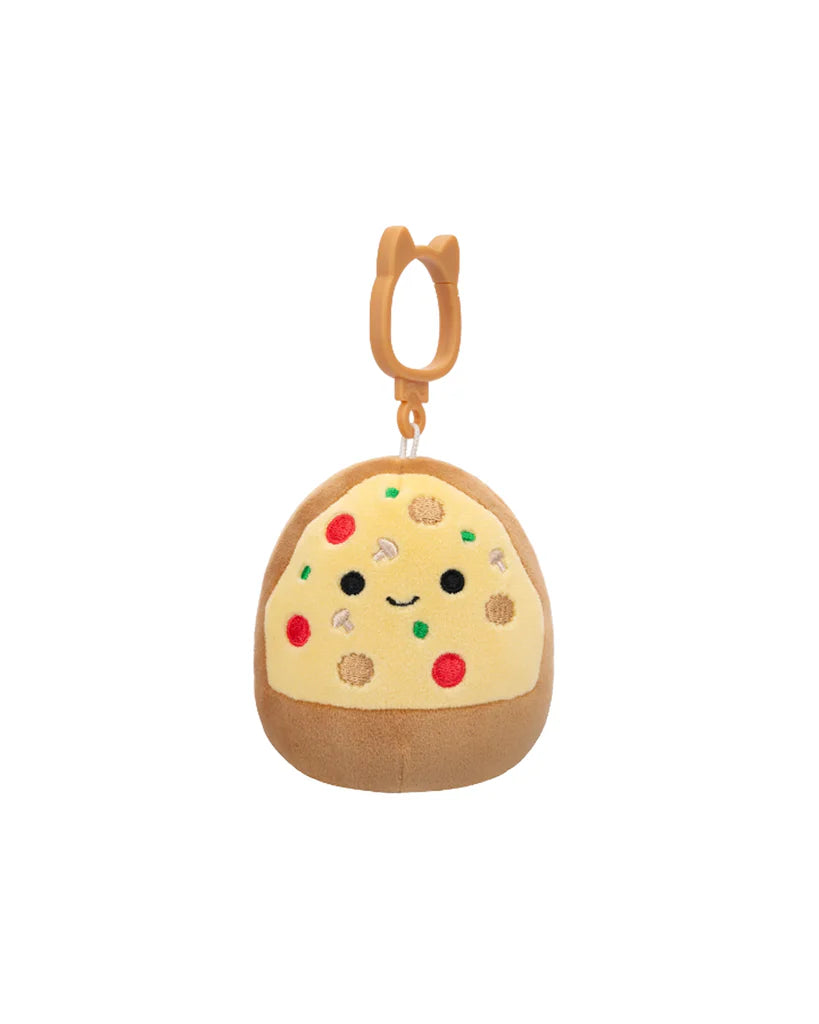 Squishmallow Chea 3.5-inch (9 cm) yellow and brown Pizza clip-on plush
