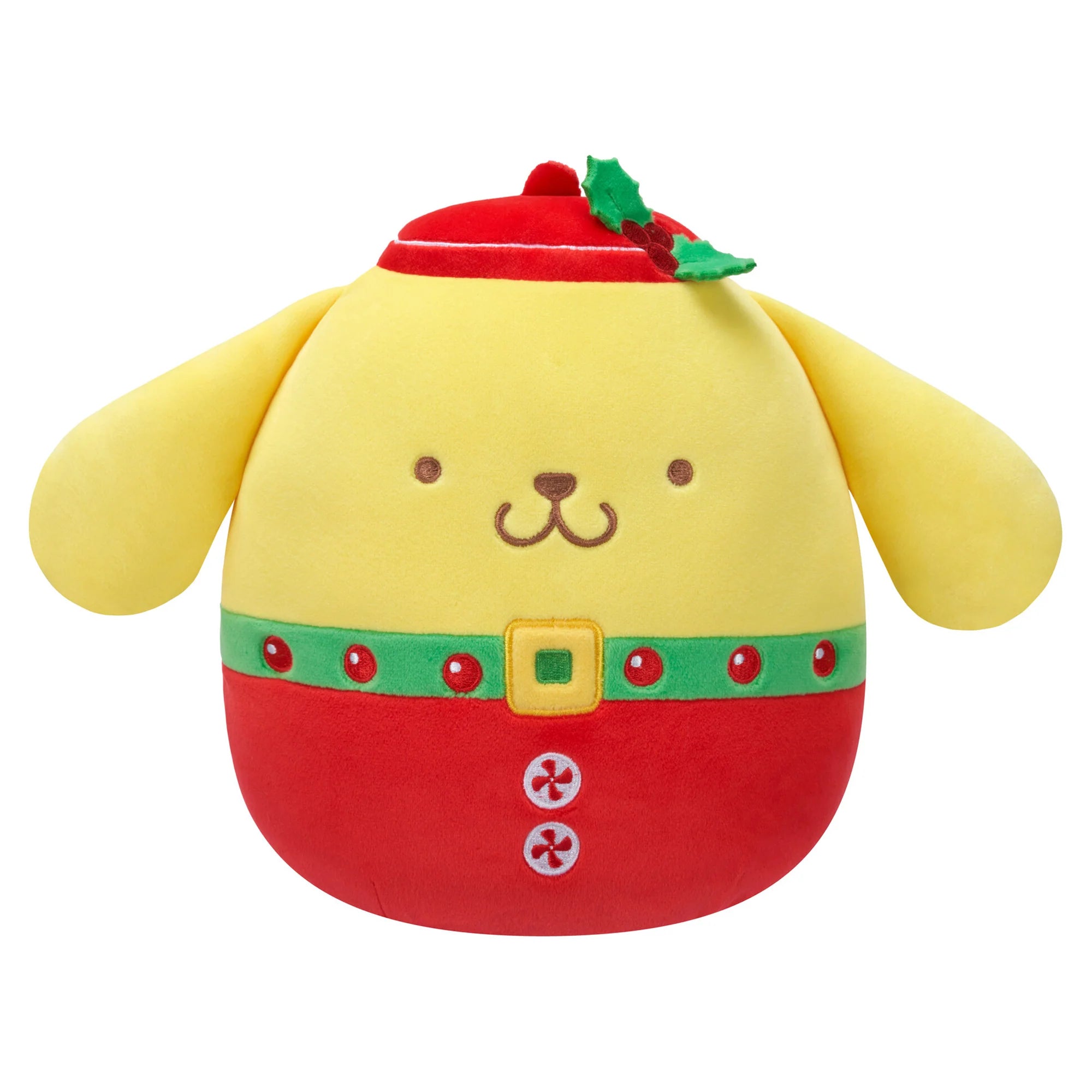 Squishmallows Sanrio Pompompurin Holiday 8-inch plush.

