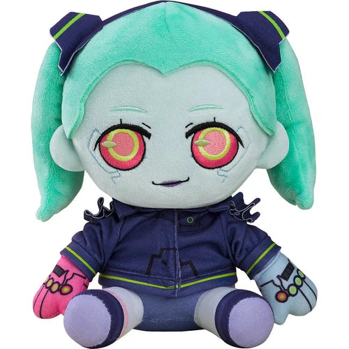 Cyberpunk: Edgerunners Plushie Rebecca by Good Smile Company - 130mm collectible plush toy with vibrant green hair, detailed cyberpunk design, and colorful clothing.