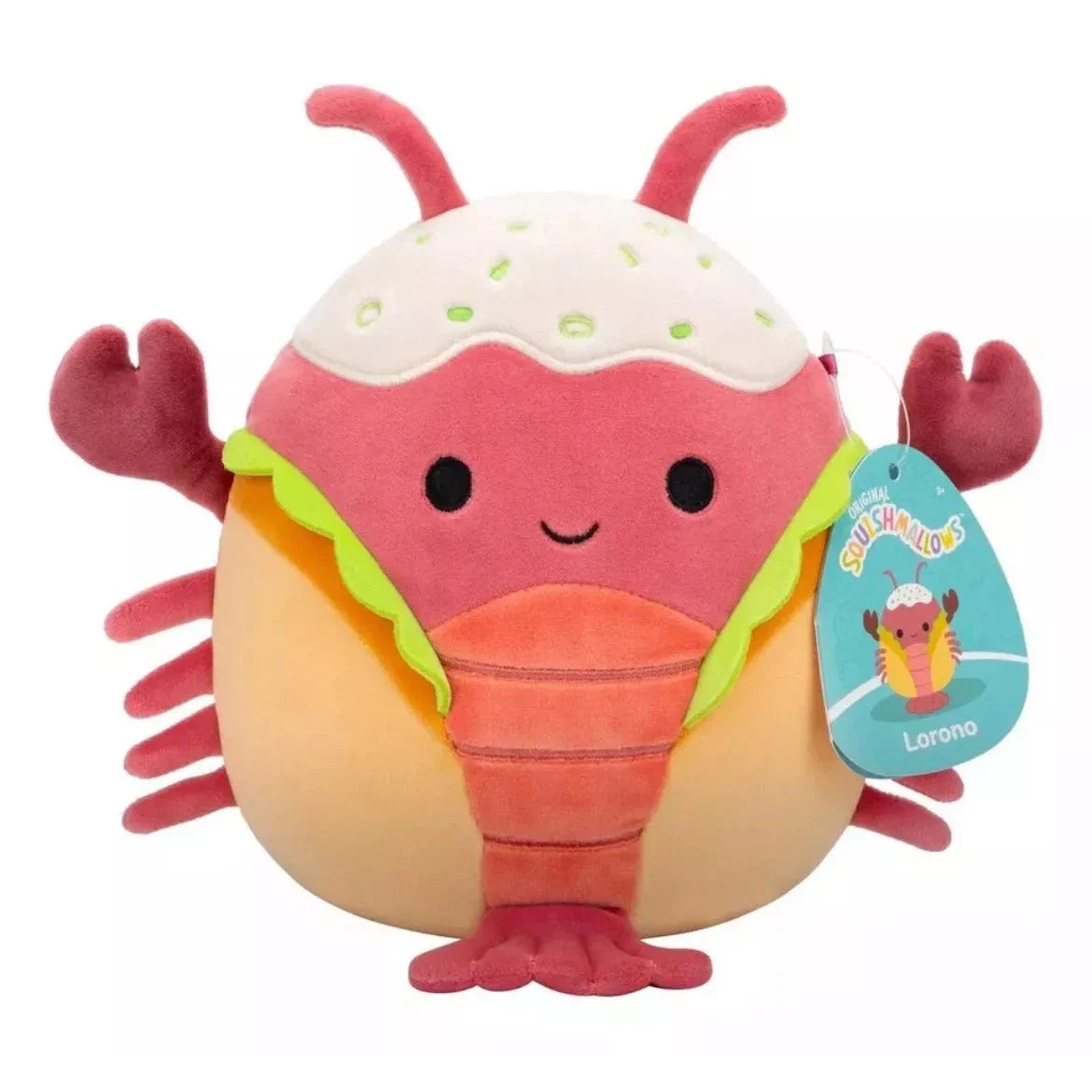 Squishmallow Lorono 7.5-inch (19 cm) Lobster Roll plush with mayo and green onions