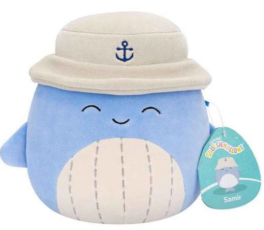 Squishmallow Samir 7.5-inch (19 cm) blue Whale from the Sealife Squad.